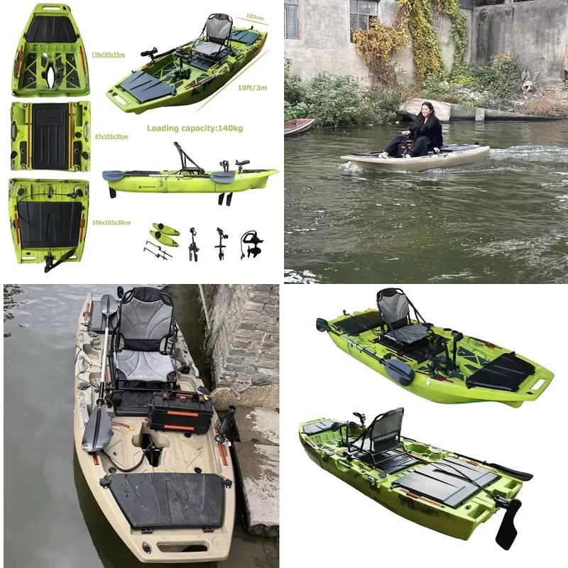 Fishing Kayak Pedal Drive - เรือคายัคแบบมีใบพัดขนาด 10 ฟุต ขับเคลื่อนด้วยเท้า แบบถอดประกอบได้ สำหรับพายเดี่ยว